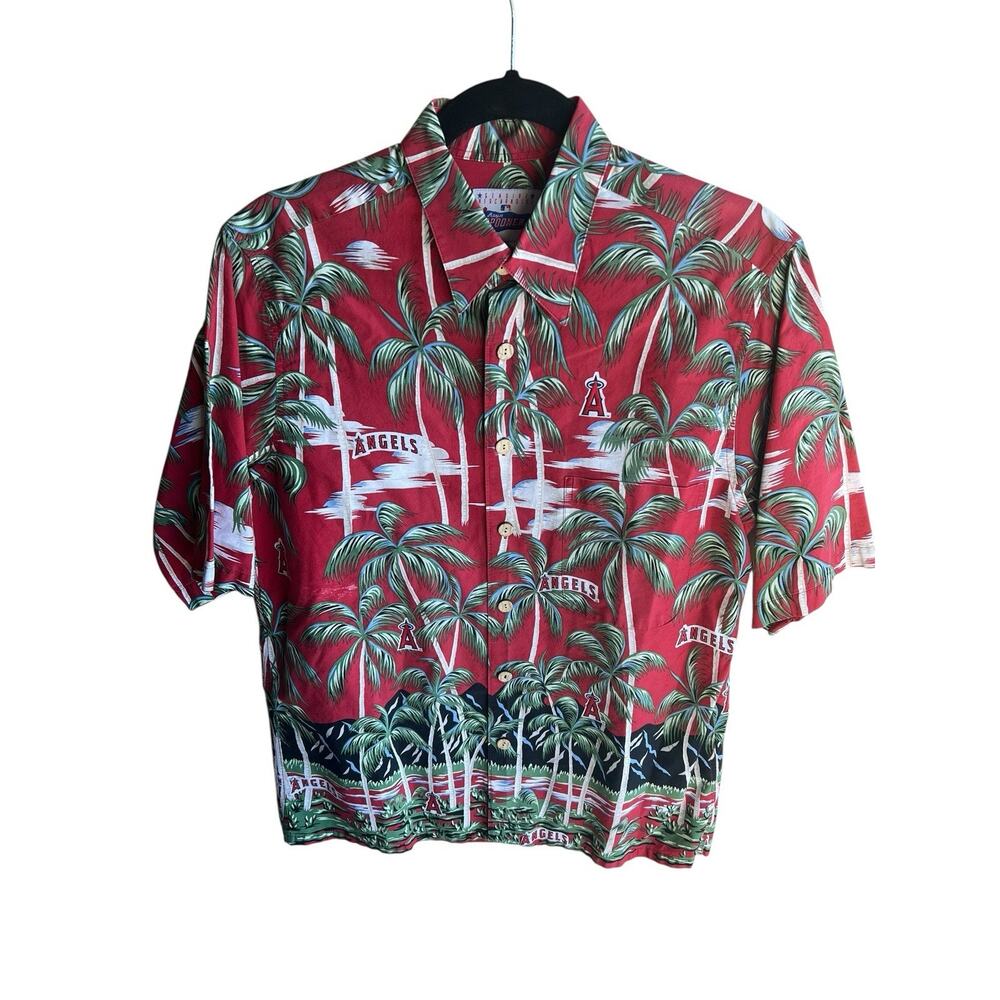 Anaheim Angels Reyn Spooner Shirt Men's Red Button Up Floral Hawaiian MLB Medium